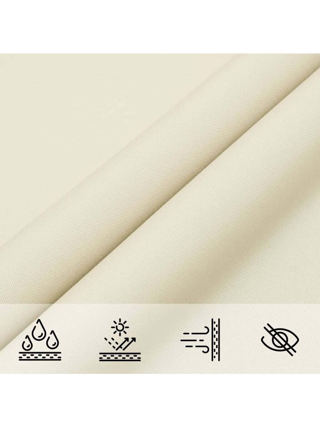 Sun Shade Sail, Cream, 7 × 7 m, Oxford Fabric, Square 6