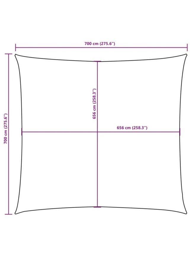 Sun Shade Sail, Cream, 7 × 7 m, Oxford Fabric, Square 9
