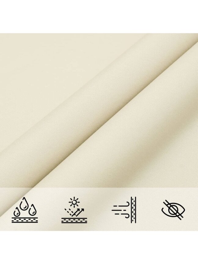Sun Shade Sail, Cream, 7 × 7 m, Oxford Fabric, Square 6