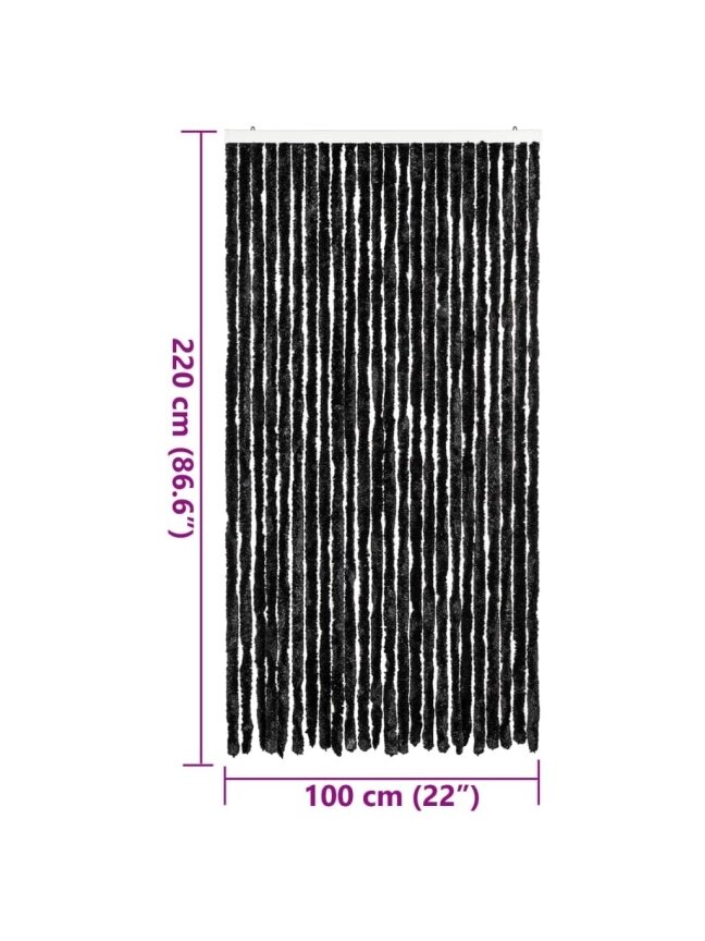 Insect screen curtain, anthracite color, 100×220 cm, chenille 6