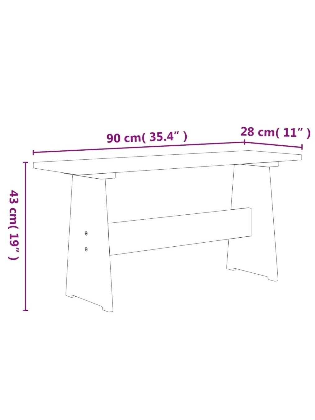 Dining table with bench REINE, white, pine 6