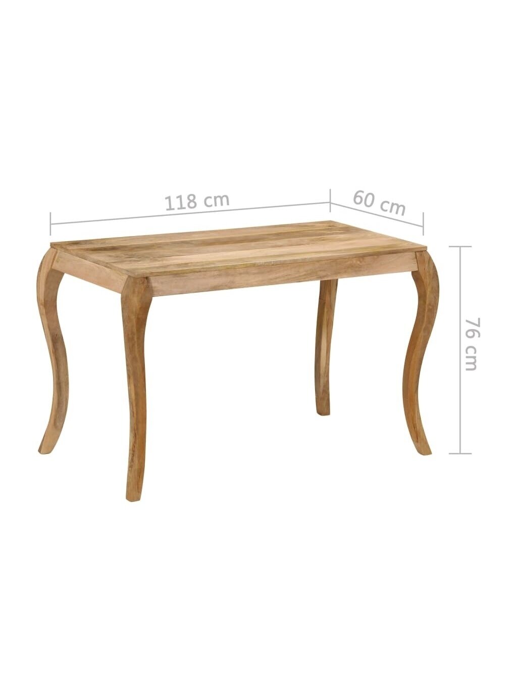 Dining table, 118 × 60 × 76 cm, solid mango wood 6