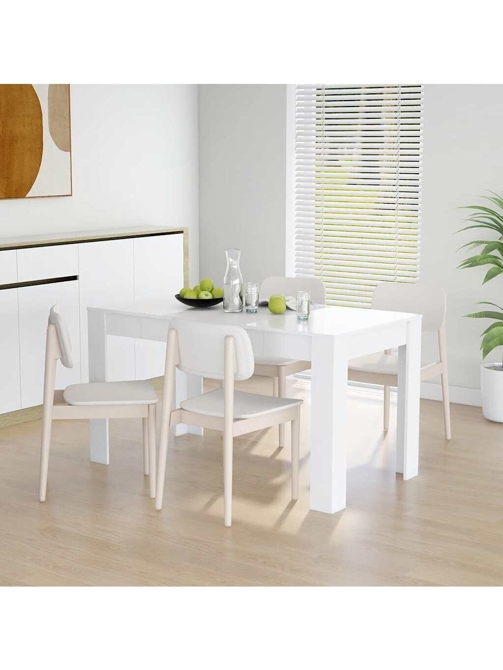Dining Table, White, 140x74.5x76 cm, Recycled Wood Dining Table, White, 140x74.5x76 cm, Recycled Wood