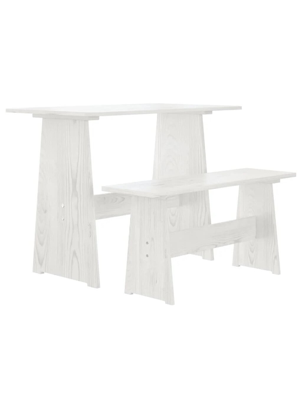Dining table with bench REINE, white, pine