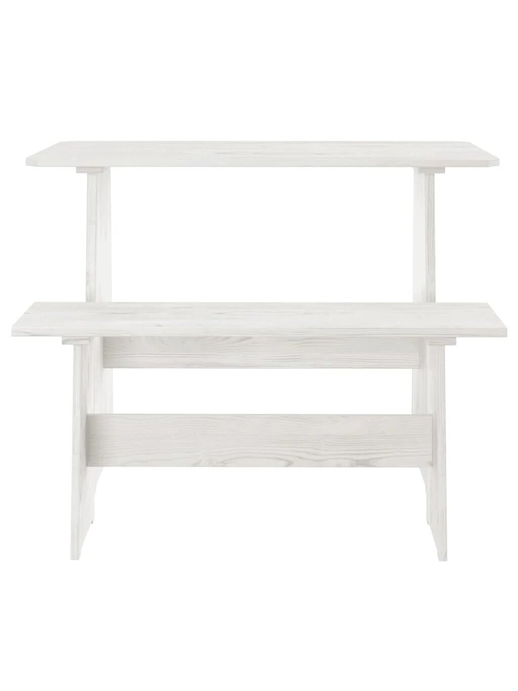 Dining table with bench REINE, white, pine 1