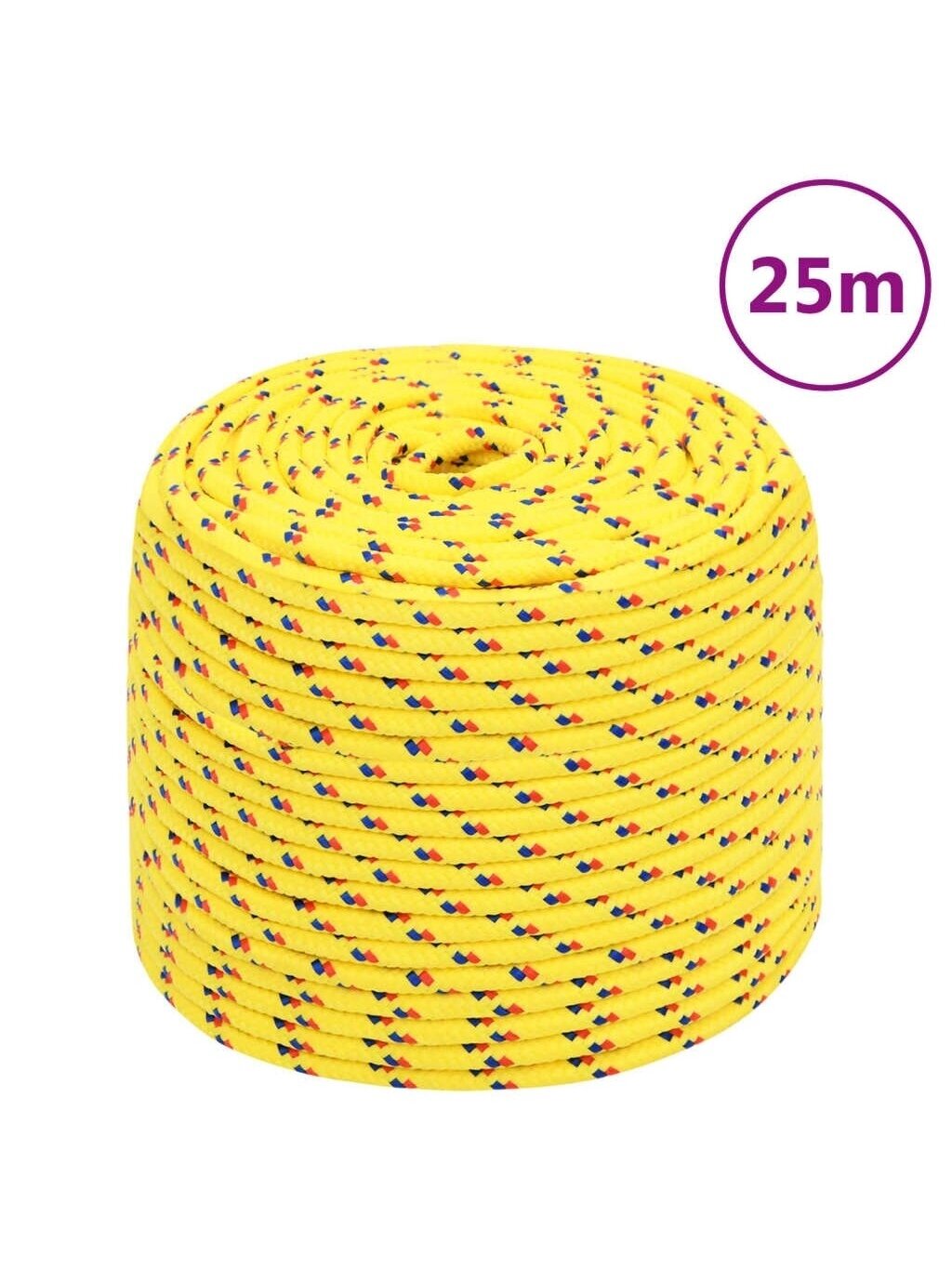 Boat rope, yellow, 6 mm, 25 m, polypropylene