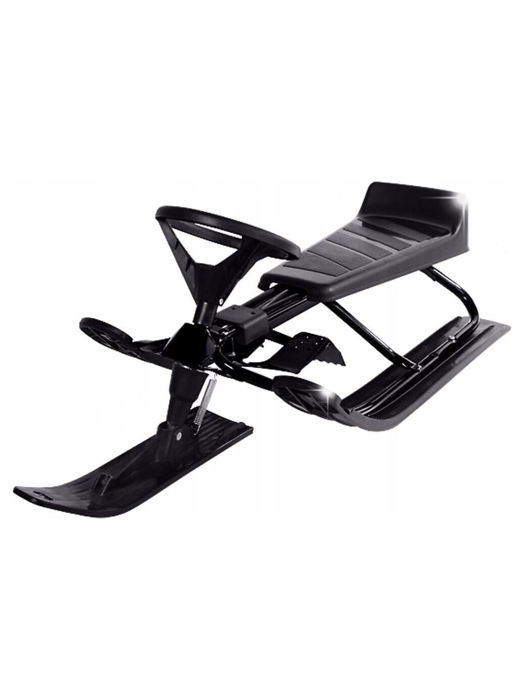 Children’s sled with steering wheel and brake – 119 × 38 × 50.5 cm – black – metal frame, up to 90 kg