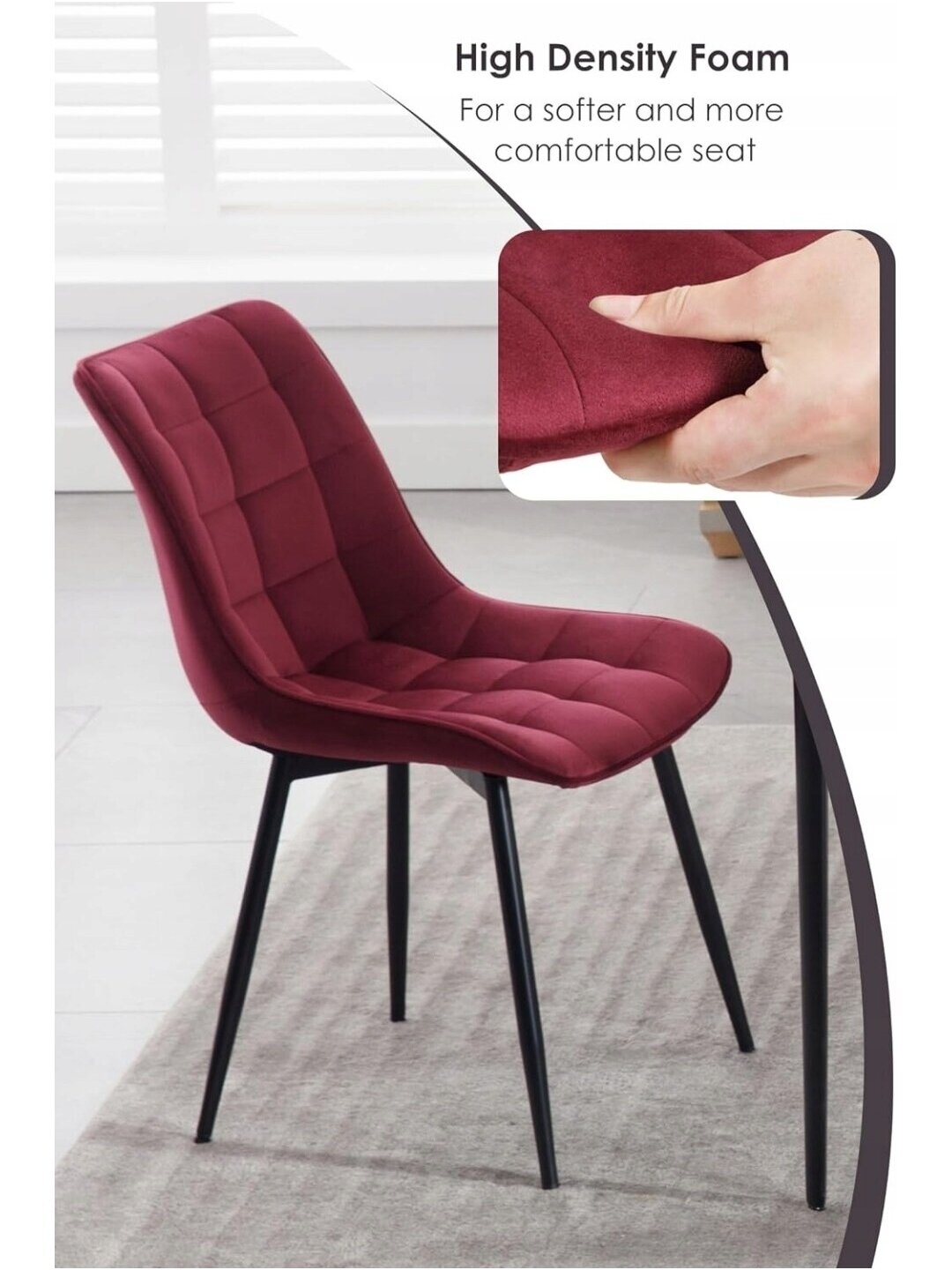 Söögitoolide komplekt, 4 tk, sametpolster, metalljalad 7