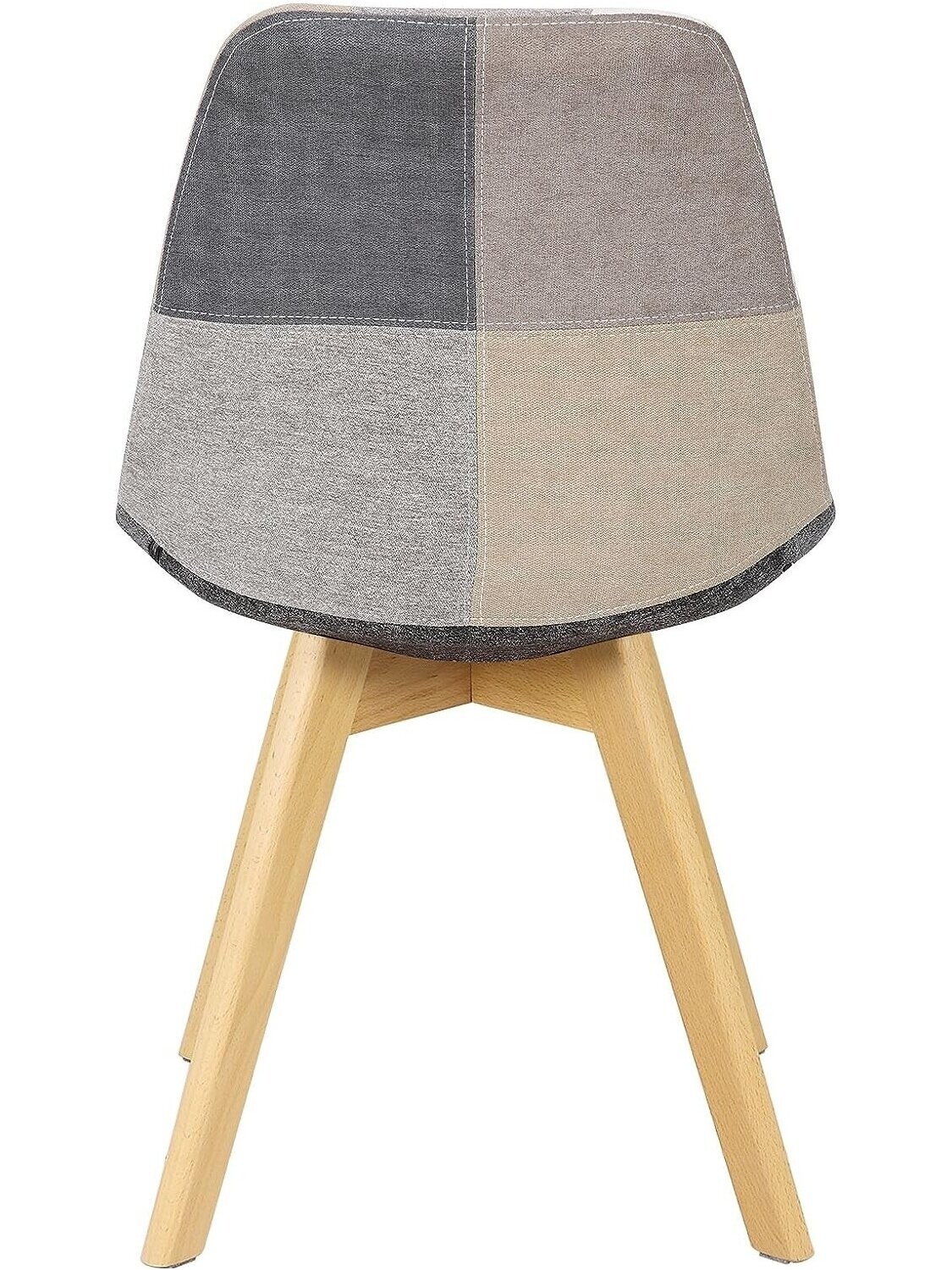 Dining chairs set, 2 pcs, linen fabric kitchen chairs with decorative patchwork pattern 6