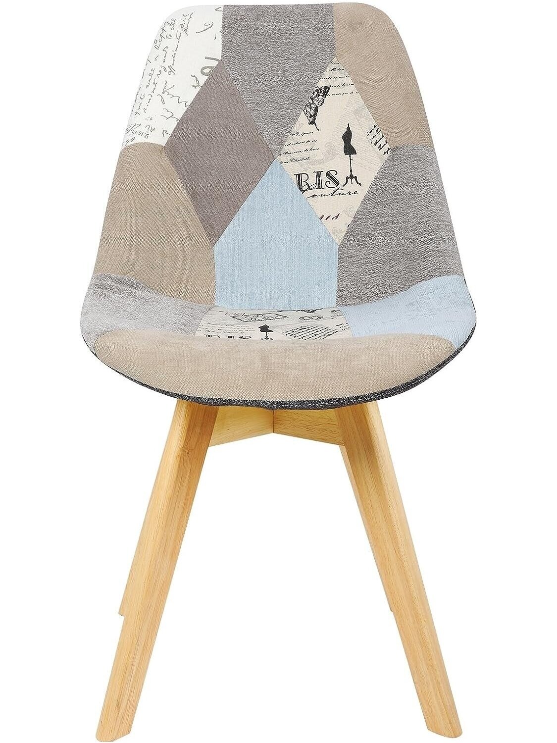 Dining chairs set, 2 pcs, linen fabric kitchen chairs with decorative patchwork pattern 2 Dining chairs set, 2 pcs, linen fabric kitchen chairs with decorative patchwork pattern 2