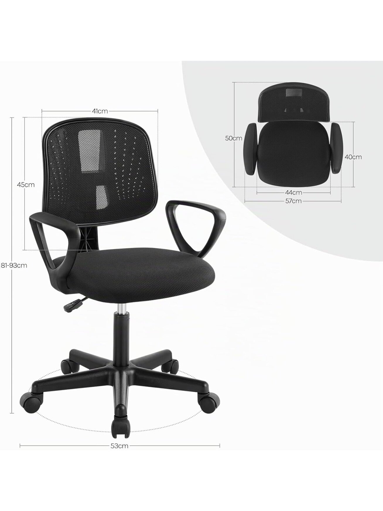 Ergonomic Children's Desk Chair, Height Adjustable, with Movable Breathable Mesh Backrest, Armrests and Wheels. 3