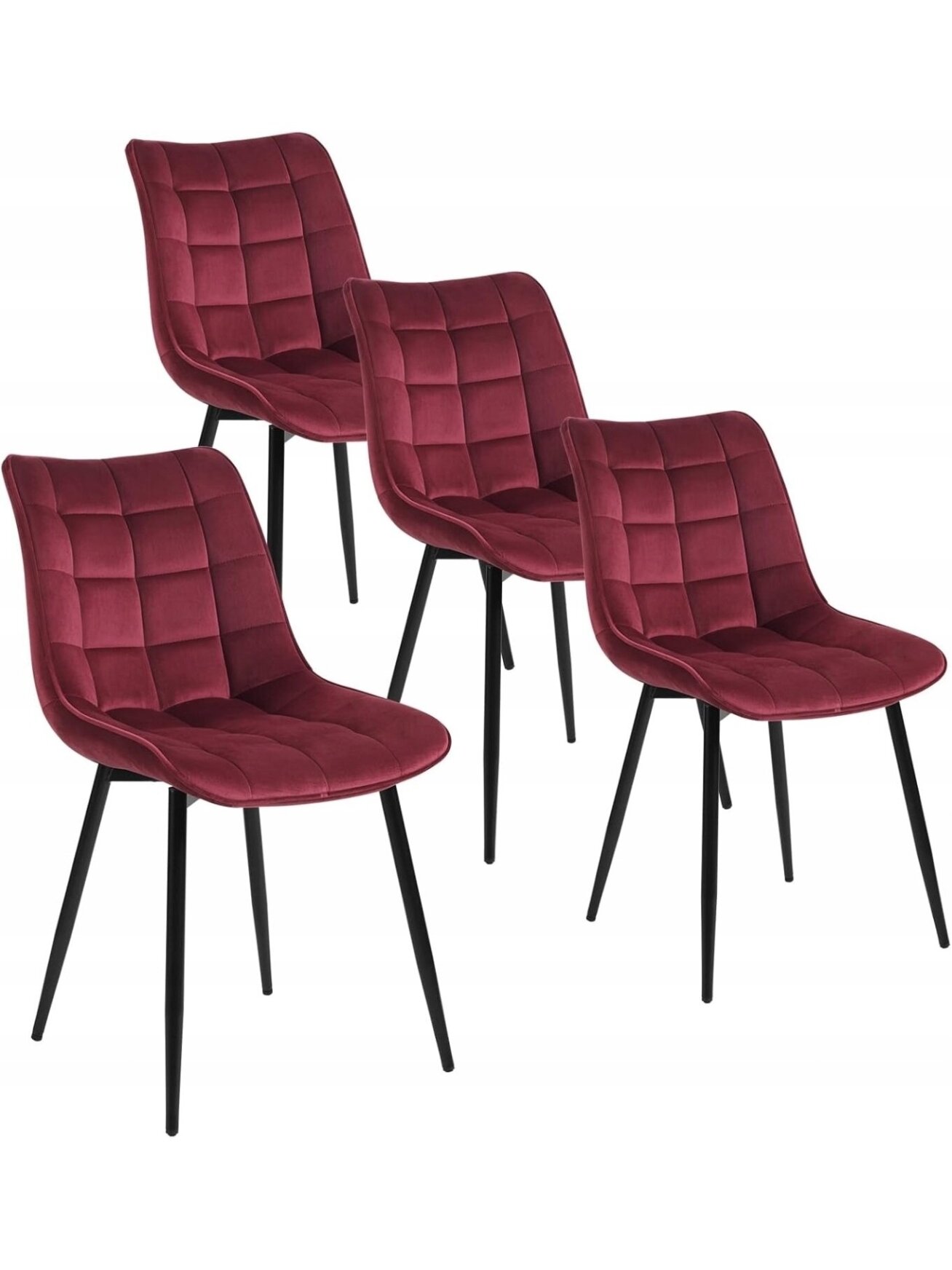 Söögitoolide komplekt, 4 tk, sametpolster, metalljalad