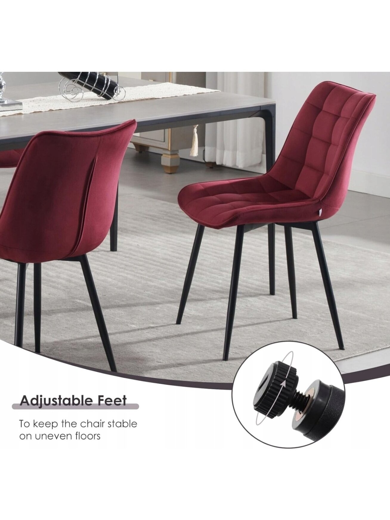 Söögitoolide komplekt, 4 tk, sametpolster, metalljalad 5
