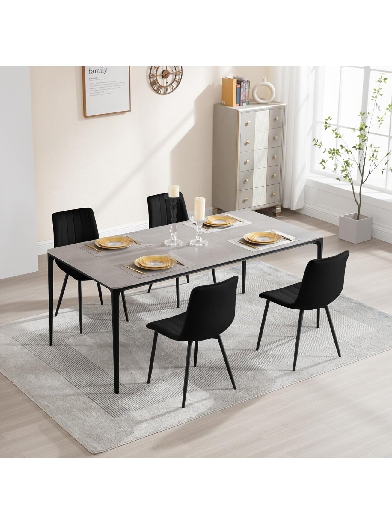Söögitoolide komplekt, 4 tk, sametpolster, seljatoega, metalljalad, must. 8