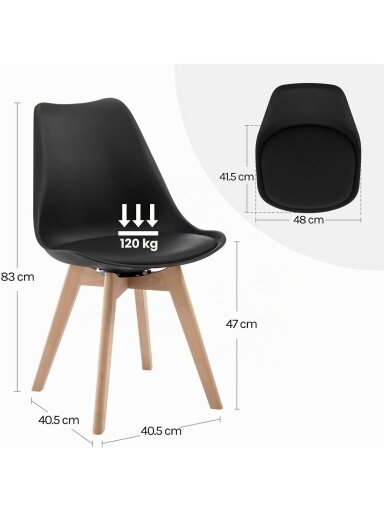 2 pöörleva söögitooli komplekt, kunstnahast polsterdus, täispuidust jalad, must.