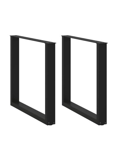 Nogi do stołu jadalnianego, 2 szt., czarne, 90 × (72–73) cm, stal, w kształcie litery U
