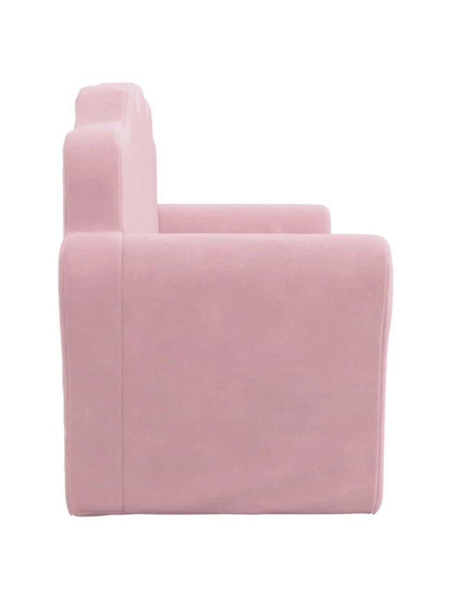 Vaikiška dvivietė sofa, rožinė, minkštas pliušinis 3