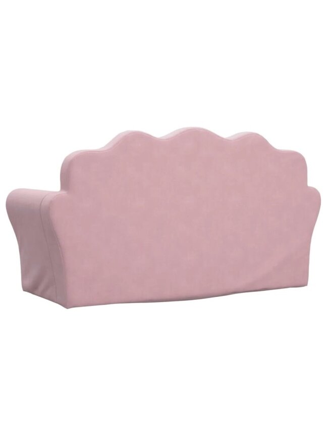 Vaikiška dvivietė sofa, rožinė, minkštas pliušinis 4
