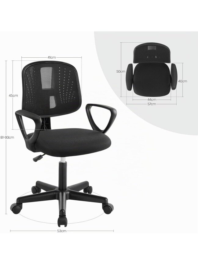 Ergonomic Children's Desk Chair, Height Adjustable, with Movable Breathable Mesh Backrest, Armrests and Wheels. 3