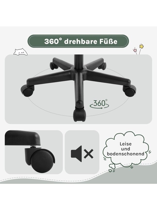 Ergonomic Children's Desk Chair, Height Adjustable, with Movable Breathable Mesh Backrest, Armrests and Wheels. 4