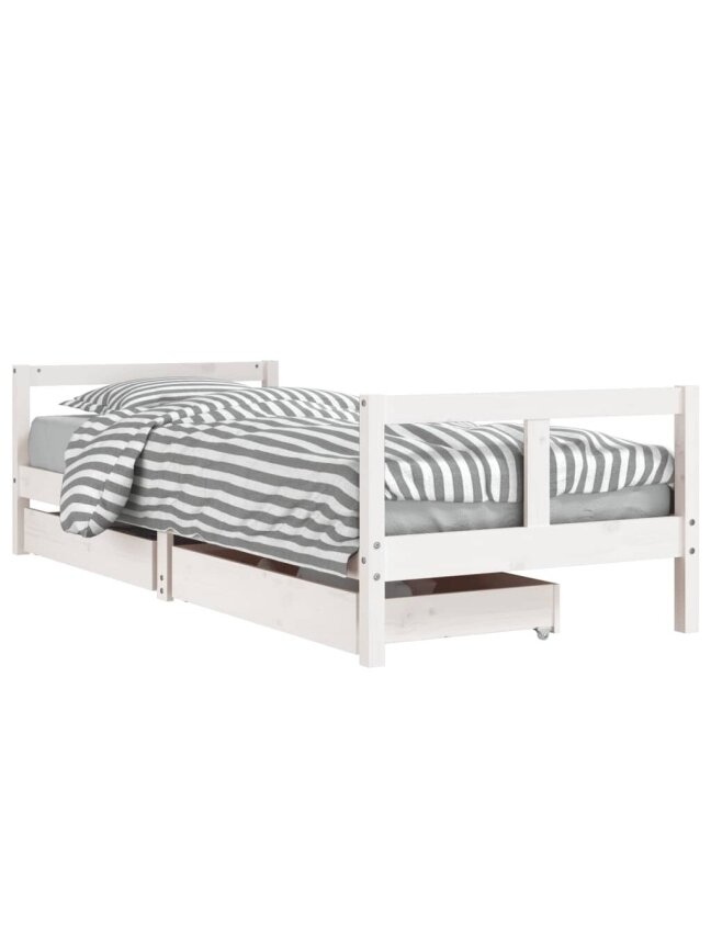 Children's bed frame with drawers, 80x160 cm, white