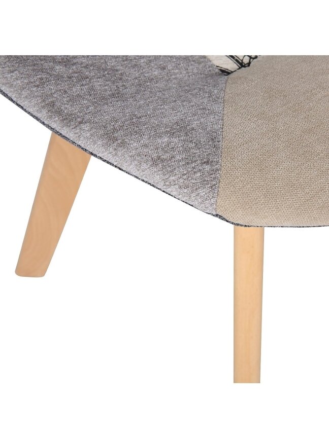 Dining chairs set, 2 pcs, linen fabric kitchen chairs with decorative patchwork pattern 4 Dining chairs set, 2 pcs, linen fabric kitchen chairs with decorative patchwork pattern 4