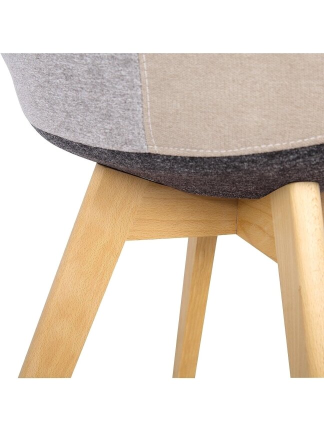 Dining chairs set, 2 pcs, linen fabric kitchen chairs with decorative patchwork pattern 5
