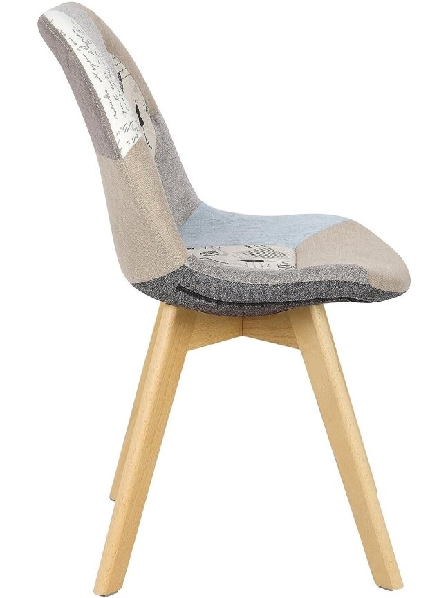 Dining chairs set, 2 pcs, linen fabric kitchen chairs with decorative patchwork pattern 7