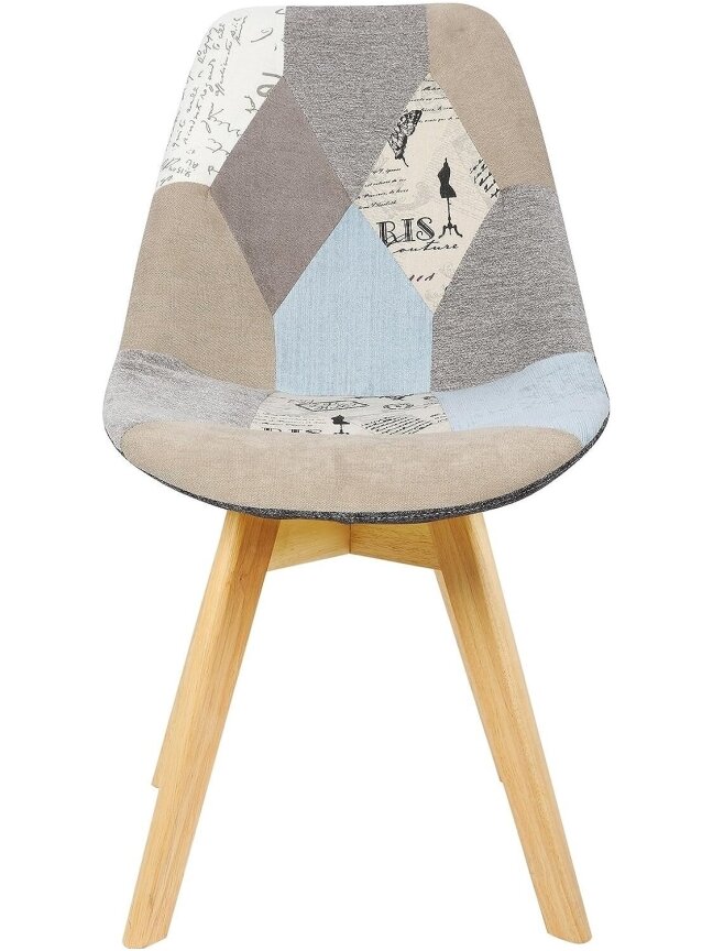 Dining chairs set, 2 pcs, linen fabric kitchen chairs with decorative patchwork pattern 2 Dining chairs set, 2 pcs, linen fabric kitchen chairs with decorative patchwork pattern 2