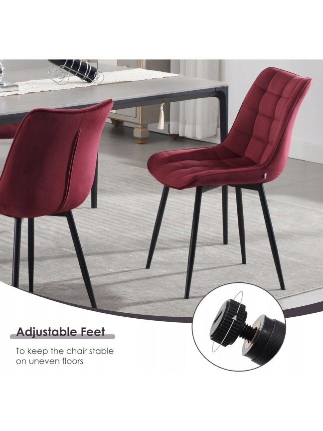 Söögitoolide komplekt, 4 tk, sametpolster, metalljalad 5