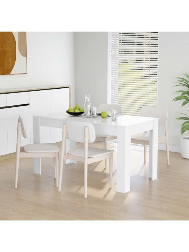 Dining Table, White, 140x74.5x76 cm, Recycled Wood Dining Table, White, 140x74.5x76 cm, Recycled Wood