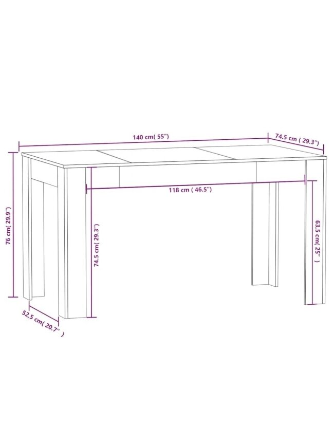 Dining Table, White, 140x74.5x76 cm, Recycled Wood 4 Dining Table, White, 140x74.5x76 cm, Recycled Wood 4