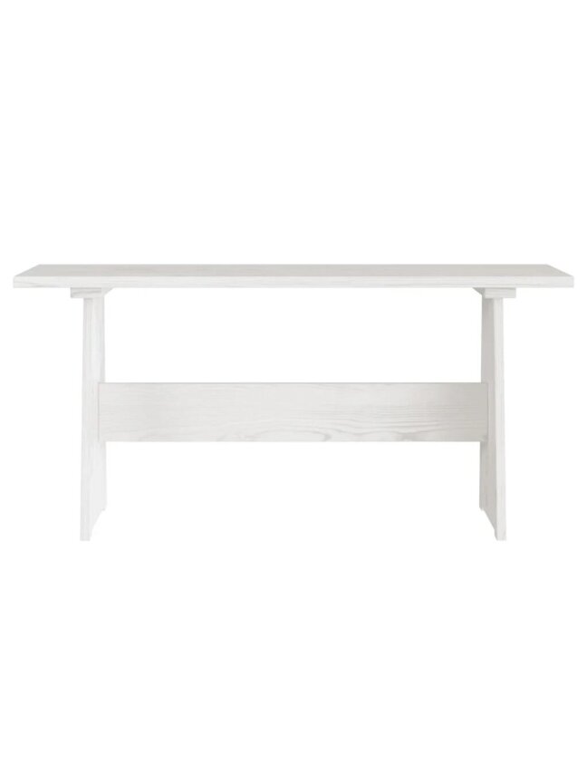 Dining table with bench REINE, white, pine 3