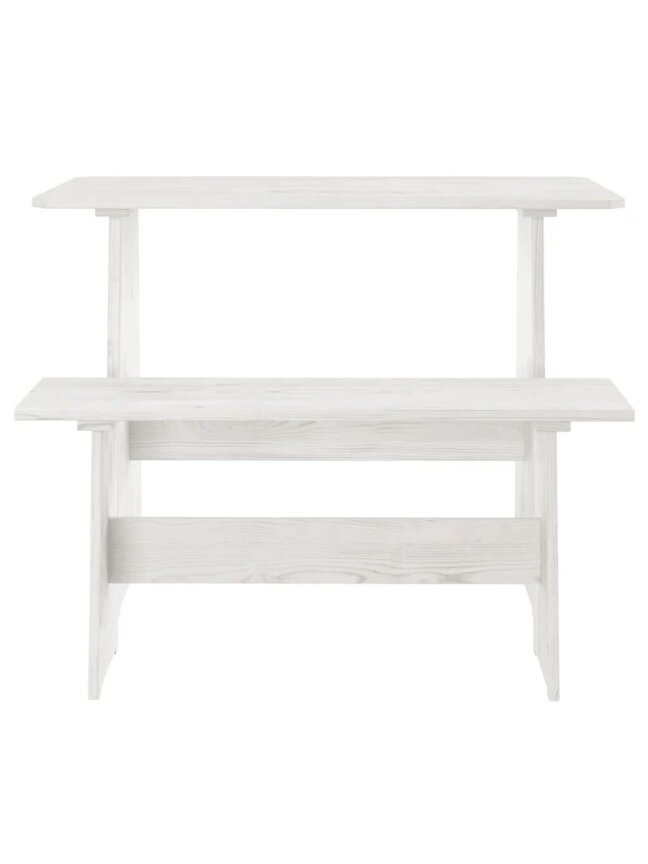 Dining table with bench REINE, white, pine 1