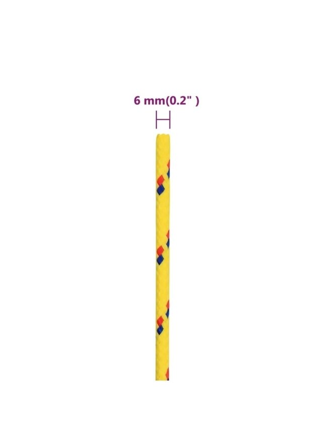 Boat rope, yellow, 6 mm, 25 m, polypropylene 5