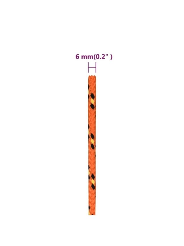 Laivas virve, oranža, 6 mm, 25 m, polipropilēns 5