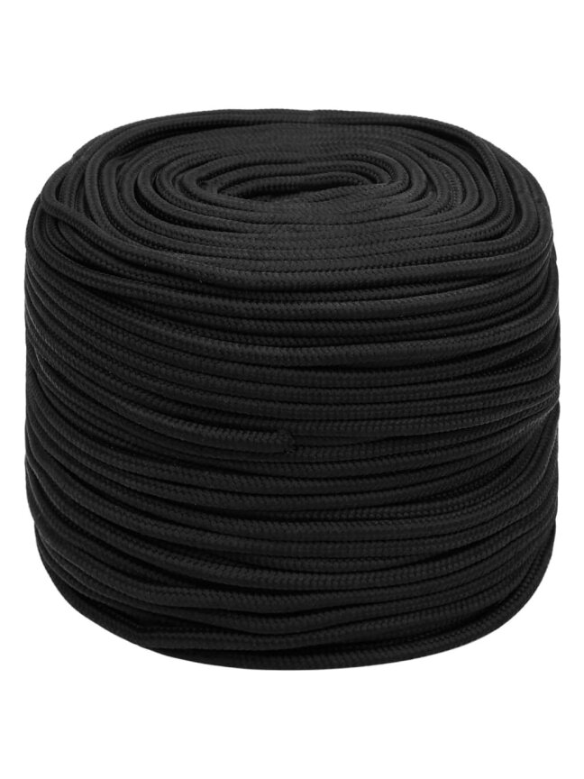Boat rope, solid black, 8 mm, 50 m, polypropylene 1