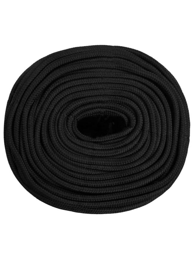 Boat rope, solid black, 8 mm, 50 m, polypropylene 2