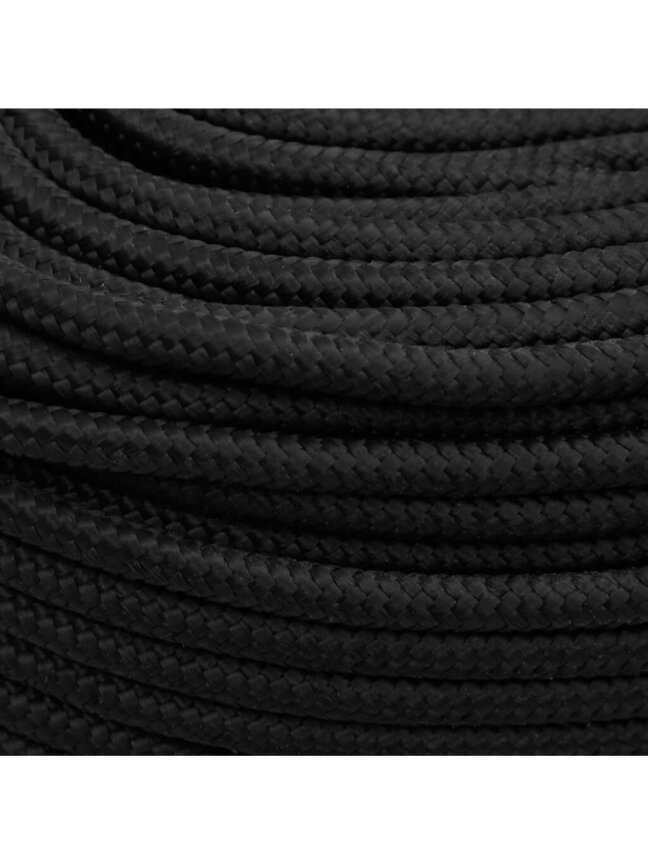 Boat rope, solid black, 8 mm, 50 m, polypropylene 3