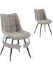 Set of 2 Swivel Dining Chairs, Velvet Upholstery, Backrest, Metal Legs.