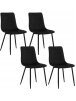 Set of 4 Dining Chairs, Velvet Upholstery, Metal Legs.