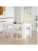 Dining Table, White, 140x74.5x76 cm, Recycled Wood