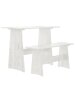 Dining table with bench REINE, white, pine