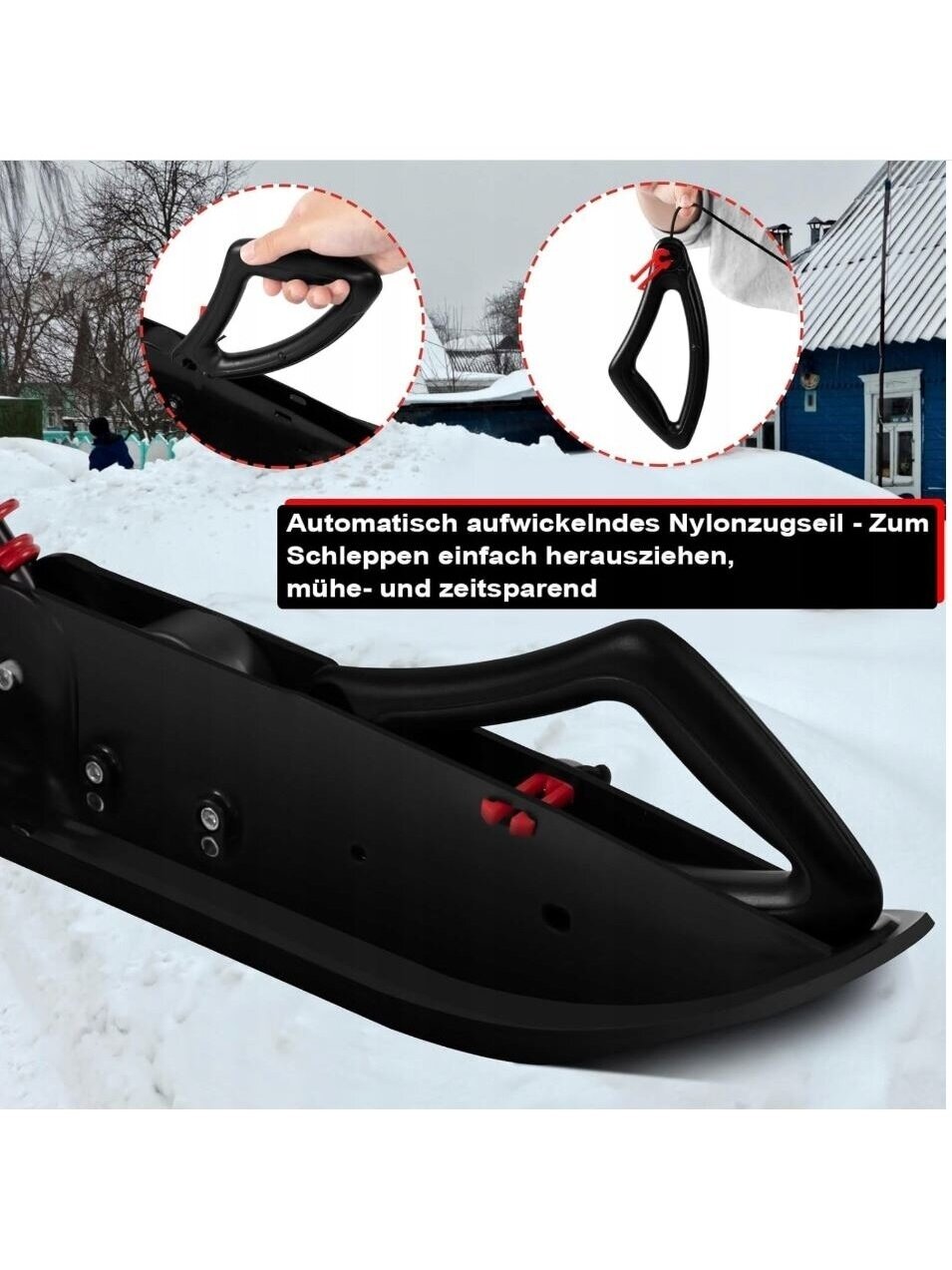 Children's steering sled with metal frame and brake, maximum load capacity 90 kg 3