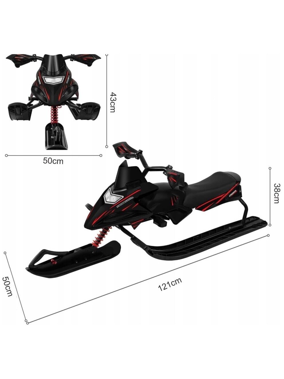 Children's steering sled with metal frame and brake, maximum load capacity 90 kg 2 Children's steering sled with metal frame and brake, maximum load capacity 90 kg 2