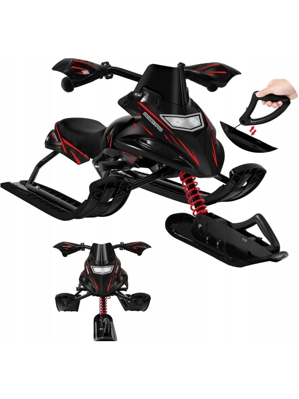 Children's steering sled with metal frame and brake, maximum load capacity 90 kg 1 Children's steering sled with metal frame and brake, maximum load capacity 90 kg 1