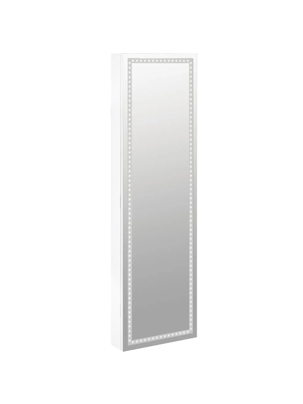 Зеркальный шкаф для украшений с LED-подсветкой, белый 4