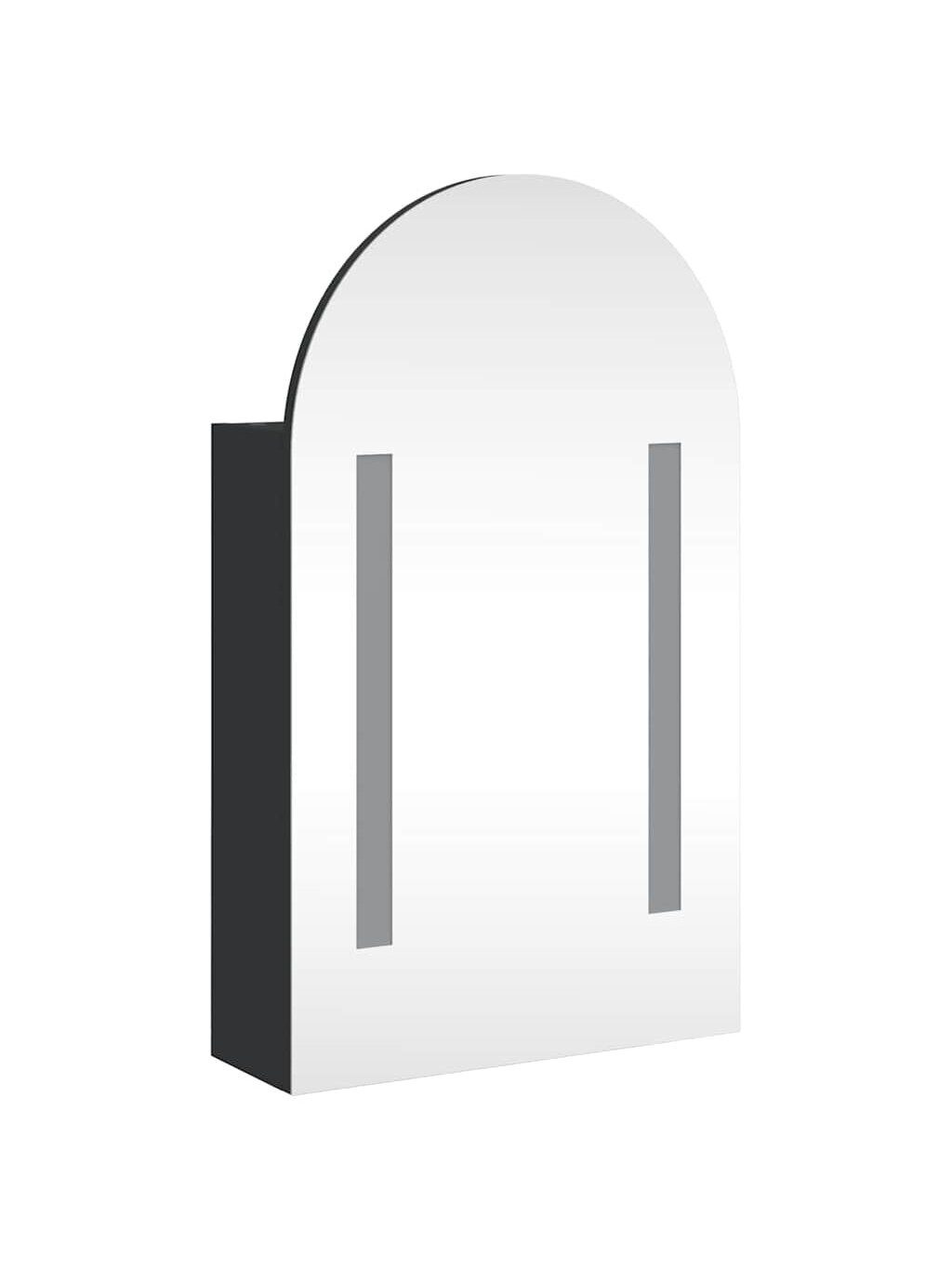 Bathroom Mirror Cabinet with LED, Black, 42 × 13 × 70 cm 2