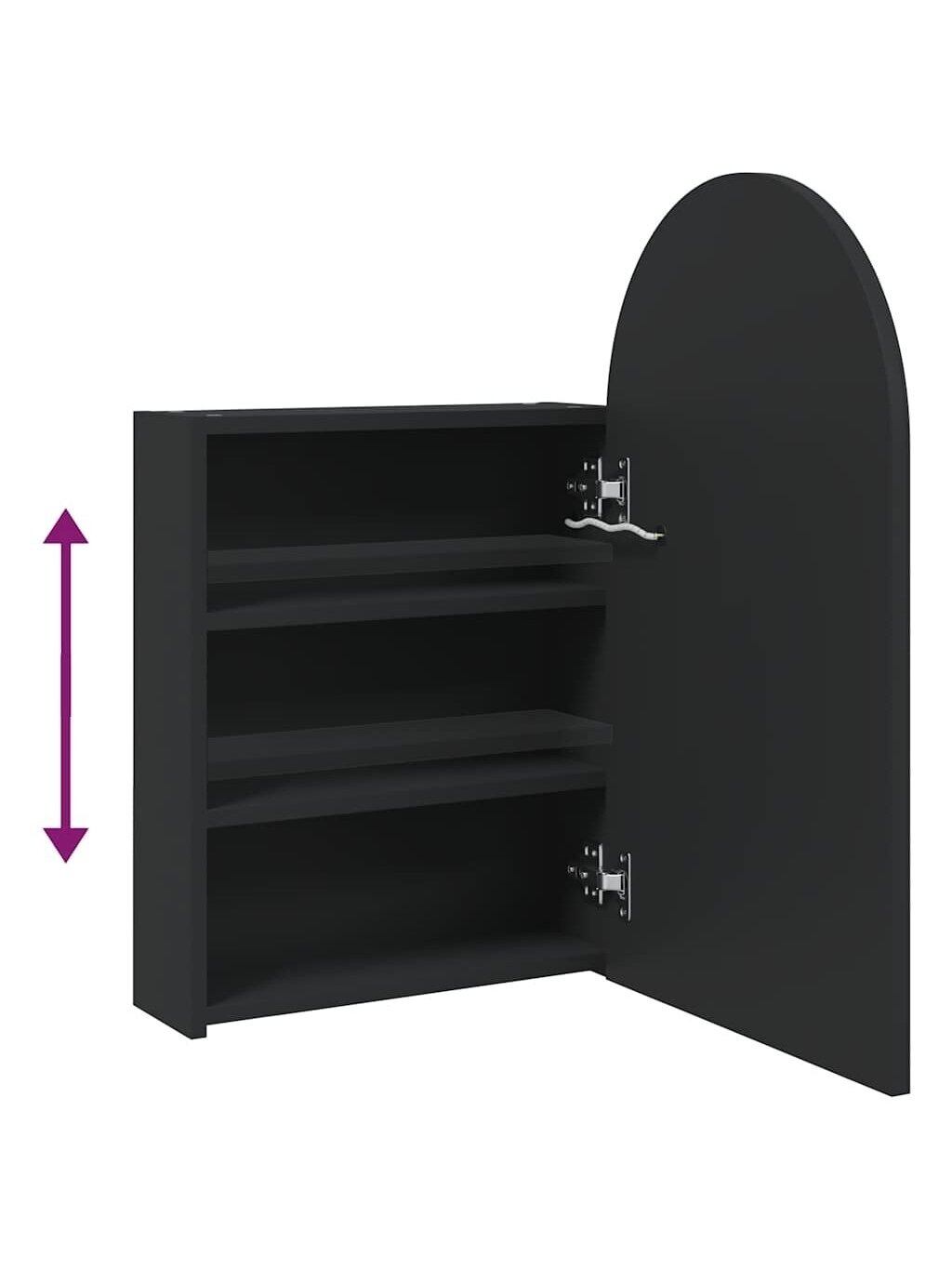Bathroom Mirror Cabinet with LED, Black, 42 × 13 × 70 cm 7
