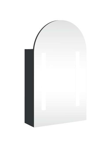 Зеркальный шкаф для ванной комнаты с LED-подсветкой, чёрный, 42 × 13 × 70 см